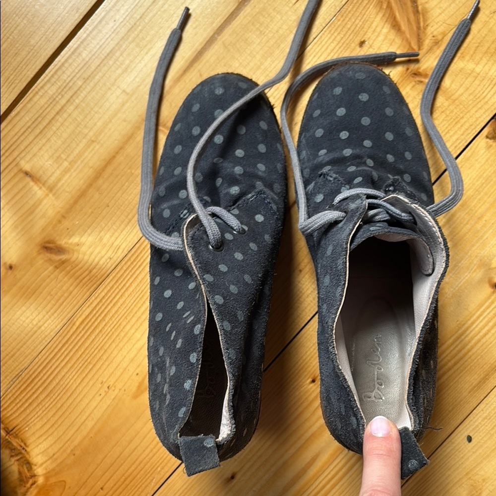 Navy Polka Dot Lace-Up Shoes